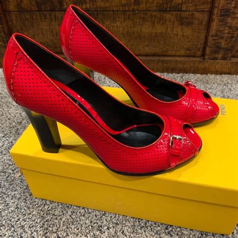 red fendi heels|Fendi heels authentic.